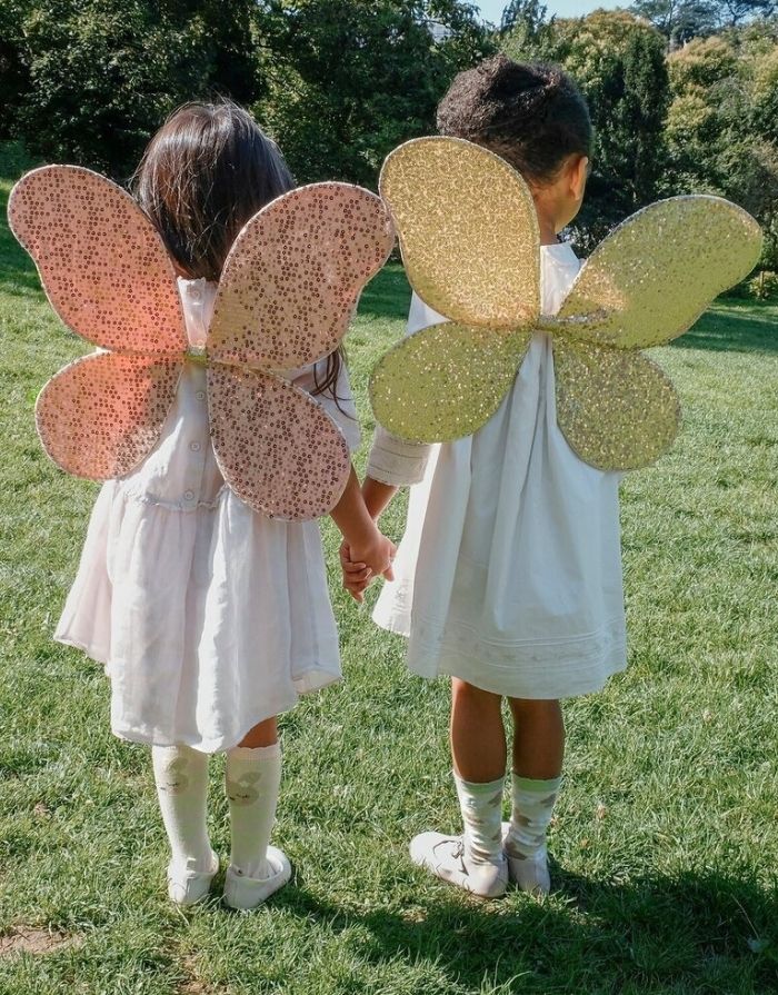 Feenflügel mit Blumen-Pailletten und Satinrückseite für Kinder von Rockahula Kids