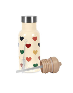 Konges Sløjd Thermoflasche Bon Coeur Coloré – 350 ml Thermosflasche aus Edelstahl mit Deckel und Strohhalm für Kinder.