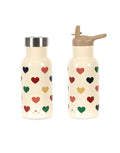 Konges Sløjd Thermoflasche Bon Coeur Coloré – 350 ml Thermosflasche aus Edelstahl mit Deckel und Strohhalm für Kinder.