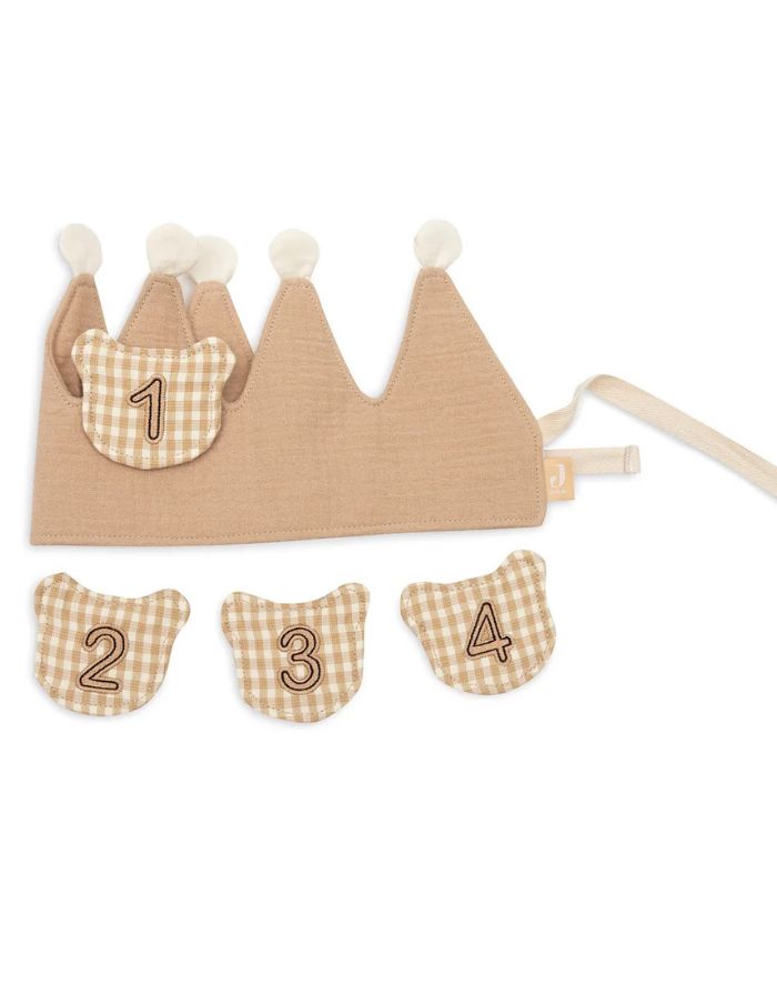 Jollein Geburtstagskrone Teddy Bear mit austauschbaren Zahlen für Kindergeburtstage.