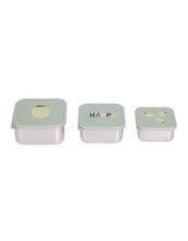 Laden Sie das Bild in den Galerie-Viewer, Snackbox 3er Set aus Edelstahl für Kinder, Zitronenmotiv, BPA-frei, spülmaschinengeeignet, platzsparend, aus der Happy Fruits Kollektion.
