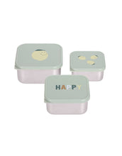 Laden Sie das Bild in den Galerie-Viewer, Snackbox 3er Set aus Edelstahl für Kinder, Zitronenmotiv, BPA-frei, spülmaschinengeeignet, platzsparend, aus der Happy Fruits Kollektion.
