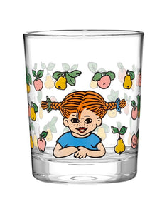 Glas Pippi Langstrumpf Fruits von Muurla, Trinkglas 20 cl mit Pippi-Motiv, Birnen und Äpfeln, dickwandig & spülmaschinenfest, Kinder-Glas