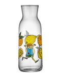 Pippi Langstrumpf Karaffe „Lemonade“, 1,2 Liter, Glas in Gelb-Orange mit Illustration, Ø 9 cm, Höhe 25 cm, spülmaschinenfest.