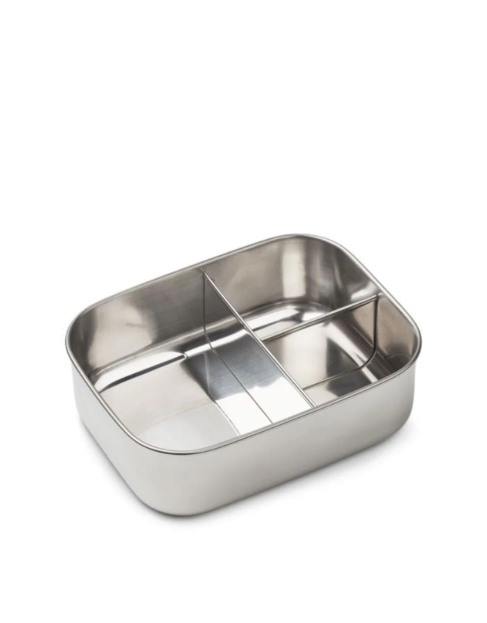 Liewood ARTHUR Lunchbox Classic Navy aus Edelstahl mit flexiblem Silikondeckel und drei Fächern.