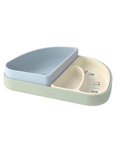 LÄSSIG Menüteller Kinder Silikon 3er Set Happy Fruits Lemon, Regenbogenform, BPA-frei, stapelbar, bruchfest, spülmaschinen- und mikrowellengeeignet.
