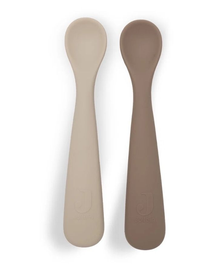 Silkon Löffel 2er Set für Babys in Beige und Braun von Jollein als Freisteller