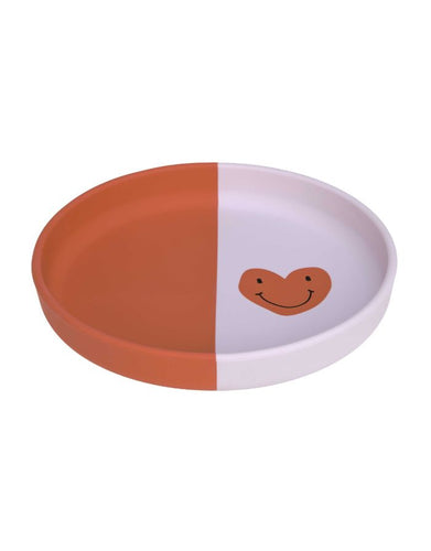 LÄSSIG Kinderteller Silikon Happy Rascals Heart, bruchfest, BPA-frei, flexibel, spülmaschinen- und mikrowellengeeignet, blau, ideal für Kinder ab 6 Monaten.