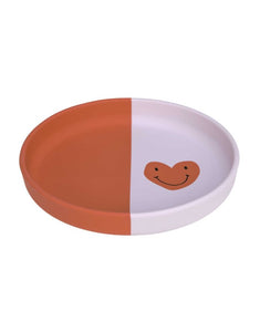 LÄSSIG Kinderteller Silikon Happy Rascals Heart, bruchfest, BPA-frei, flexibel, spülmaschinen- und mikrowellengeeignet, blau, ideal für Kinder ab 6 Monaten.