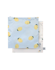 Wiederverwendbarer Frühstücksbeutel 2er Set für Kinder, Zitronen-Motiv, BPA-frei, wasserabweisend, 17 x 18 cm, Happy Fruits Kollektion von Lässig.