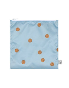 Wiederverwendbarer Snack Bag 2er Set für Kinder, Smile-Motiv in Blau, BPA-frei, wasserabweisend, 17 x 18 cm, Happy Rascals Kollektion von Lässig.