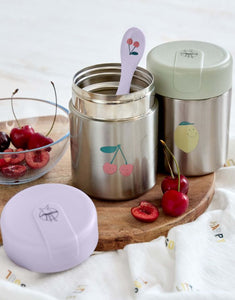 LÄSSIG Thermobehälter Happy Fruits – 315 ml Edelstahl Food Jar mit Kirsch-Design, auslaufsicher & BPA-frei, für warme & kalte Speisen.