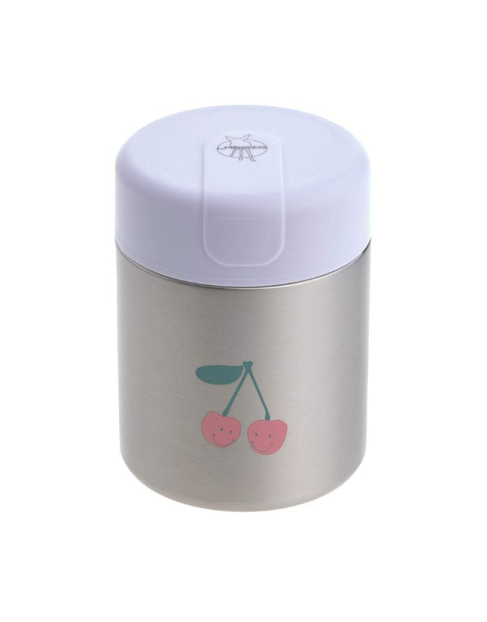 LÄSSIG Thermobehälter Happy Fruits – 315 ml Edelstahl Food Jar mit Kirsch-Design, auslaufsicher & BPA-frei, für warme & kalte Speisen.