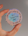Kinder Affirmations Glitzersticker mit der Aufschrift Du schaffst das von Liesels Wicht in einer Hand