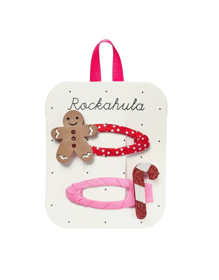 Haarspangen Jolly Gingerbread Man - Festliche Rockahula Weihnachts-Haaraccessoires mit glitzernden Details und fröhlichen Farben – liebevoll gestaltet für kleine und große Winterträume.