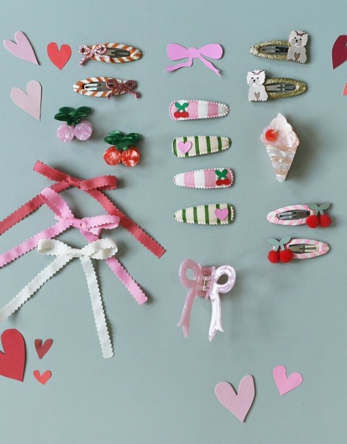 Haarspangen 4-er Set I Cherry Kiss Fabric