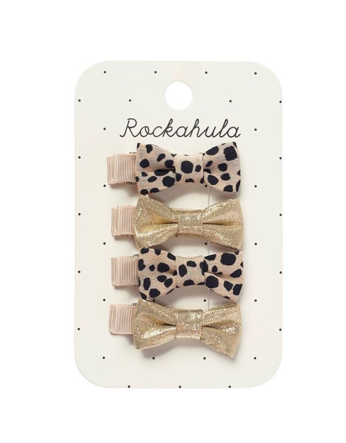 Haarspangen 4er Set I Leopard Shimmer Mini Bow