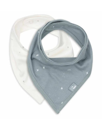 Jollein Lätzchen Bandana 2er Set „Twinkling“ Sea Green – weiche Musselin-Baumwolle, OEKO-TEX zertifiziert, verstellbare Druckknöpfe, sanfter Sternenprint.