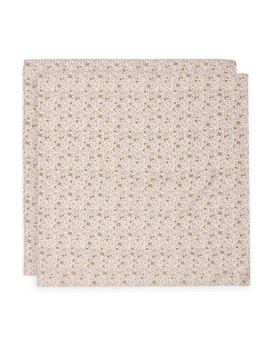 Jollein Mulltuch 2er Set „Flower Fairies“ – große 115x115 cm Musselin-Tücher aus Baumwolle mit zartem Blumen- und Feen-Print, OEKO-TEX zertifiziert, weich und saugfähig.