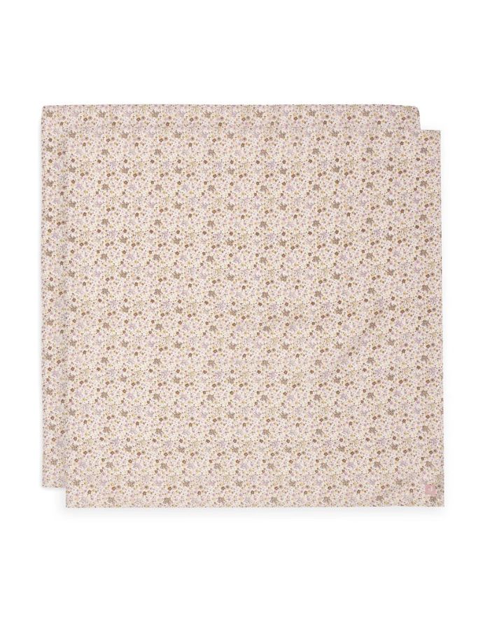Jollein Mulltuch 2er Set „Flower Fairies“ – große 115x115 cm Musselin-Tücher aus Baumwolle mit zartem Blumen- und Feen-Print, OEKO-TEX zertifiziert, weich und saugfähig.