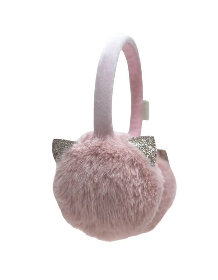 Rockahula Cleo Cat Ohrenwärmer – rosa Kunstfell-Stirnband mit glitzernden Katzenohren, geeignet für Kinder 3-10 Jahre.