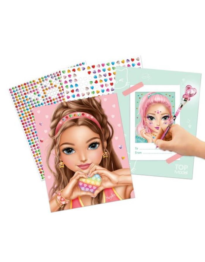  TOPModel Schmuckstein-Stickerbuch mit 10 Model-Motiven und bunten funkelnden Schmuckstein-Stickern zum kreativen Verzieren.