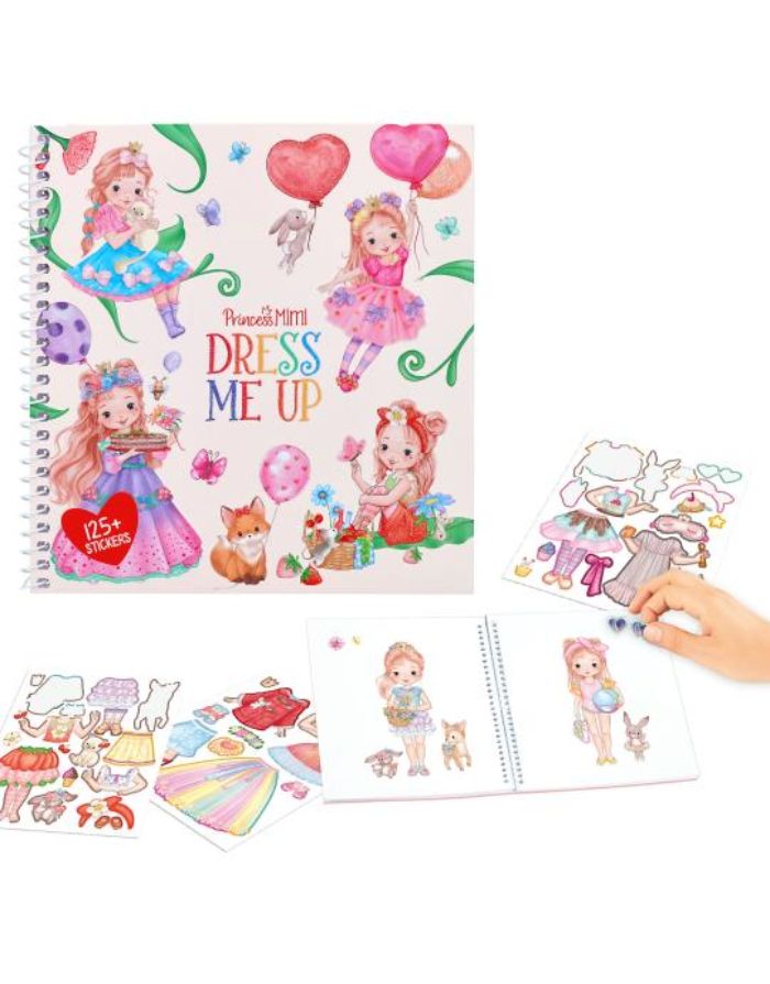  Princess Mimi Stickerbuch mit 24 Seiten und 10 bunten Stickerbogen zum Gestalten zauberhafter Prinzessinnen-Outfits.