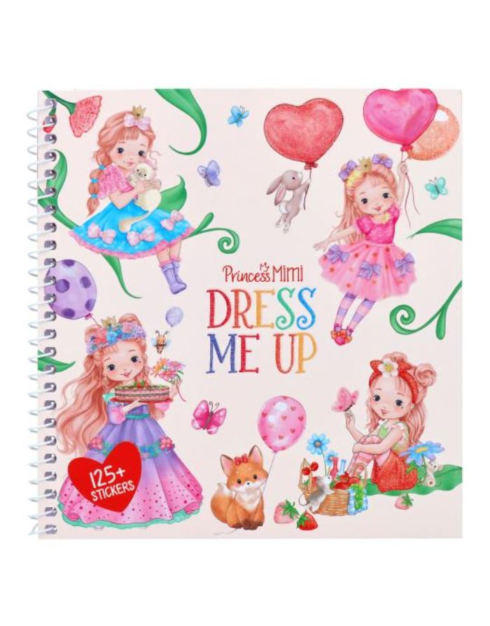  Princess Mimi Stickerbuch mit 24 Seiten und 10 bunten Stickerbogen zum Gestalten zauberhafter Prinzessinnen-Outfits.