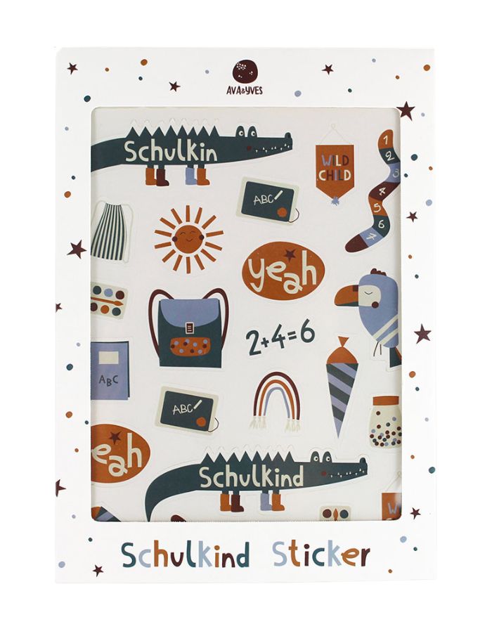 Sticker Schulkind Adventure von Ava & Yves mit 23 liebevoll gestalteten Stickern auf einem A5-Bogen zur Einschulung als Freisteller