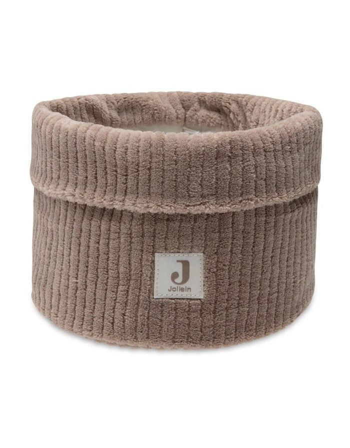 Jollein Pflegekörbchen „Cloudy Rib“ in Milky Coffee – weiches Aufbewahrungskörbchen aus Rippstoff, ideal für Windeln und Pflegeartikel auf der Wickelkommode.