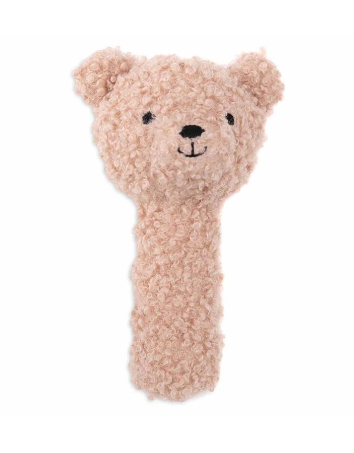 Jollein Rassel „Teddy Bear“ – weiche Stoffrassel mit Teddykopf und integriertem Glöckchen, CE-zertifiziert, ideal für kleine Babyhände.