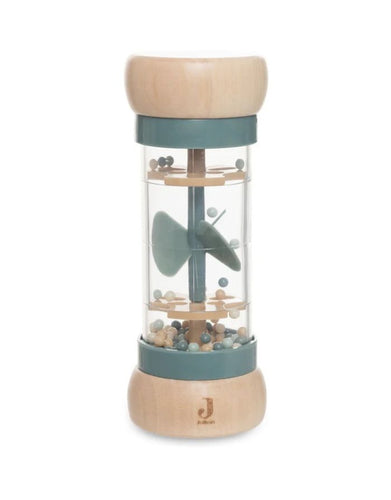 Jollein Regenmacher „On the Go“ – Holzspielzeug mit transparentem Mittelstück und bunten Kugeln, CE- und FSC-zertifiziert.