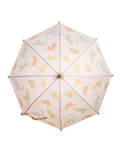 Sass & Belle Kinderregenschirm Dino Desert mit farbenfrohem Dinosaurier-Motiv.