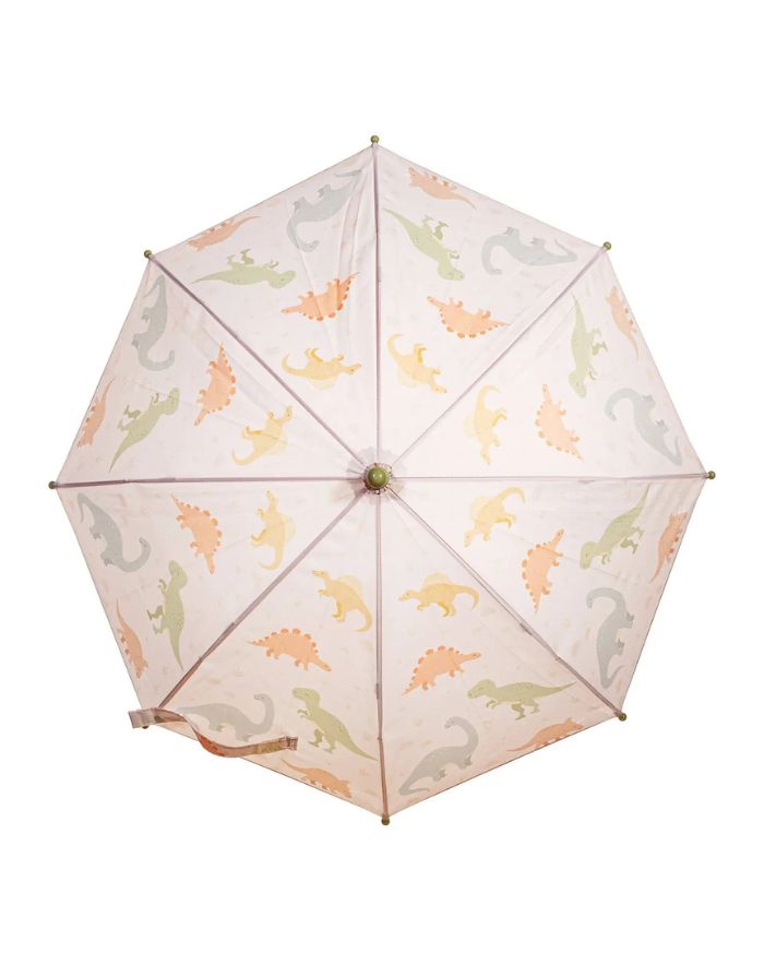 Sass & Belle Kinderregenschirm Dino Desert mit farbenfrohem Dinosaurier-Motiv.