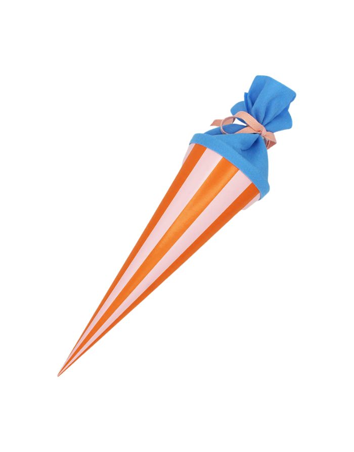 Schultüte 35cm I Streifen orange/rose