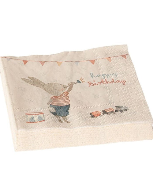 Bunte Happy Birthday Papierservietten von Maileg für festliche Geburtstagstafeln.