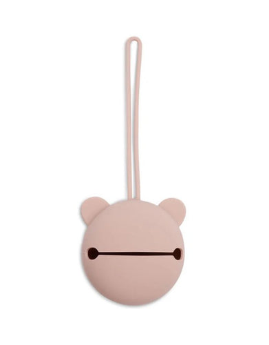 Jollein Silikon-Schnulleretui Ø 7 cm in der Farbe Wild Rose – rundes, BPA-freies Etui mit Schlaufe zum sicheren Aufbewahren des Schnullers unterwegs.