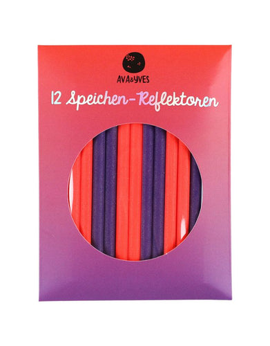 Ava & Yves Speichenreflektoren Neonpink/Violett – Set aus 12 hochreflektierenden Speichenclips (8 cm) aus wetterfester Reflexfolie für Fahrräder.