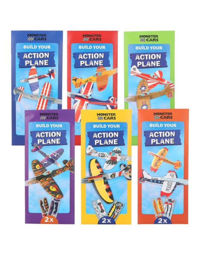 Bunte Dino World Gleitflugzeuge zum Zusammenstecken im 2er-Set für Kinder ab 5 Jahren.