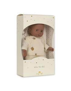 Konges Sløjd Puppe Billie – nachhaltige Spielpuppe aus Vinyl und Bio-Baumwolle mit Schnuller, 31,5 cm hoch.