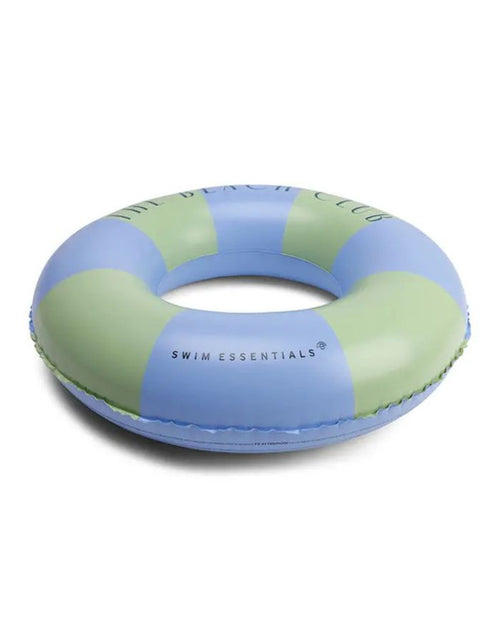 Schwimmring mit 90cm Durchmesser in Blau Grün mit der Aufschrift the Beach Club von Swim Essentials als Freisteller von der Seite