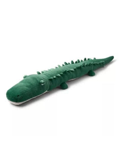 Langes, weiches Stofftier-Krokodil Carlos von Liewood in Grün, nachhaltig aus Recycling-Polyester gefertigt, 125 cm lang.
