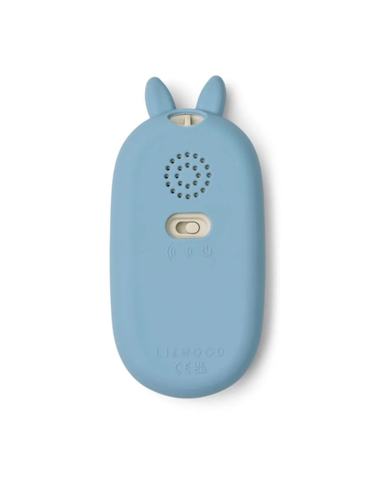 Blaues Fidi Spielzeugtelefon von Liewood in der Farbe Beach Blue mit niedlichem Hasendesign, 13 interaktiven Soundtasten und kindgerechter Form von hinten