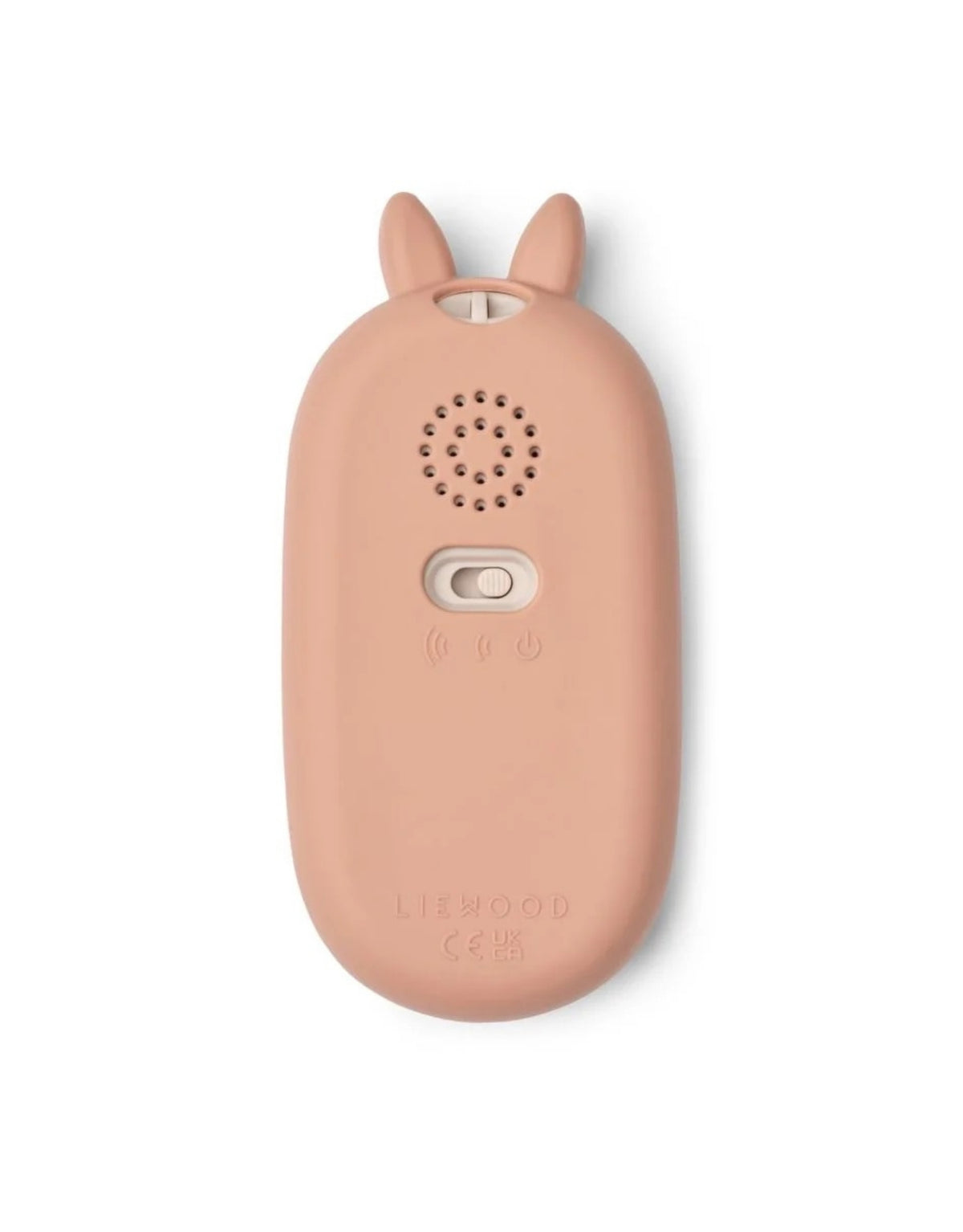 Rosa Fidi Spielzeugtelefon von Liewood in der Farbe Pale Tuscany mit niedlichem Hasendesign, 13 interaktiven Soundtasten und kindgerechter Form von hinten