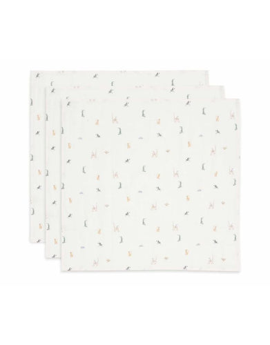 Jollein Spucktuch 3er Set „Jungle Jambo“ – 70x70 cm Mulltücher aus Baumwolle mit Gepardenprint, OEKO-TEX zertifiziert.