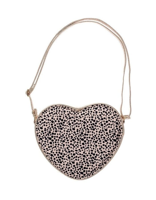 Herzförmige Leoparden-Tasche mit Golddetails für Kinder von Rockahula Kids