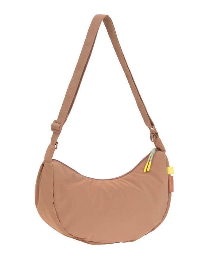 LÄSSIG Stretch Up Umhängetasche in Braun (Almond), wasserabweisend, recyceltes Innenmaterial, PFC-frei, mit Reißverschluss und Kinderwagenhaken.