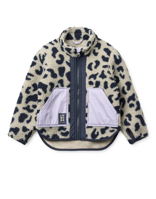 NOAM Pile Teddyjacke von Liewood aus weichem Teddyfleece mit Kontrasteinsätzen, Reißverschluss und hohem Kragen.
