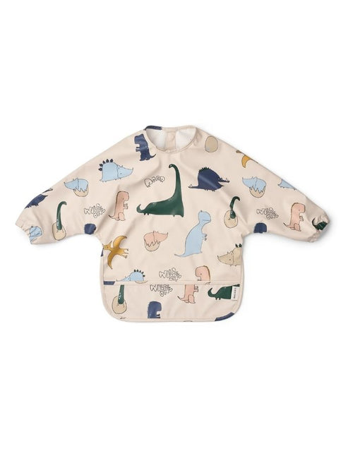 Liewood Ärmellätzchen Dino Roar/Sandy mit langen Ärmeln, Dino-Print, elastischen Bündchen und großer Auffangtasche.