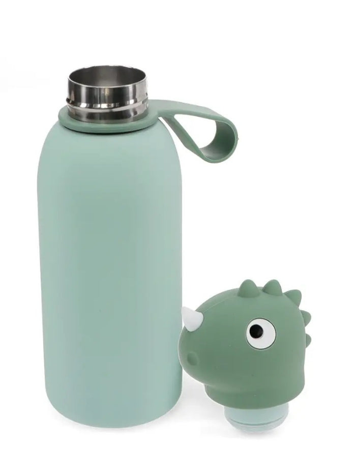 Kindertrinkflasche Dinosaurier von Rex London mit niedlichem Dino-Kopf-Design und 350 ml Fassungsvermögen